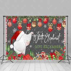 Aperturee - Aperturee Red Green White Elephant Gift Exchange Party Backdrop