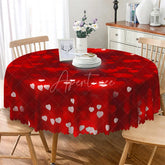 Aperturee - Aperturee Red Heart Bokeh Round Tablecloth Romantic Love Pattern Table Cover for Valentine Dinner