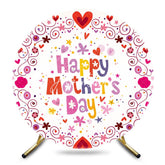 Aperturee - Aperturee Red Heart Colorful Floral Round Mothers Day Backdrop
