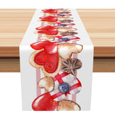 Aperturee - Aperturee Red Heart Jam Cookie Valentines Day Table Runner