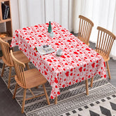 Aperturee - Aperturee Red Heart Pink Swirl Rectangle Tablecloth Romantic Valentine Day Love Table Cover Anniversary Wedding Decor