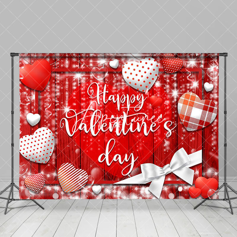 Aperturee - Aperturee Red Heart Romantic Wood Grain Valentines Day Backdrop