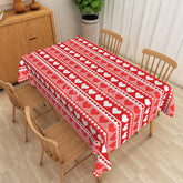 Aperturee - Aperturee Red Heart Stripe Rectangle Tablecloth Pink Vertical Band Table Cover Festive Valentine Day Home Decor