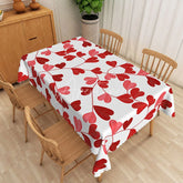 Aperturee - Aperturee Red Heart Vine Rectangle Tablecloth Romantic Leafy Love Table Cover Wedding Anniversary Home Decor