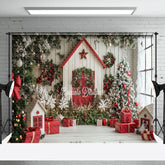 Aperturee - Aperturee Red Holiday Decor Gifts Winter Christmas Backdrop