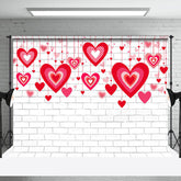 Aperturee - Aperturee Red Hollow Love White Brick Valentines Day Backdrop