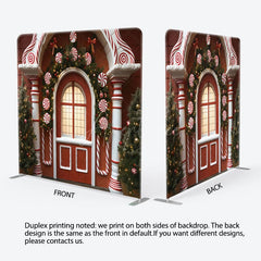 Aperturee - Aperturee Red House Christmas Party Square Tension Backdrop