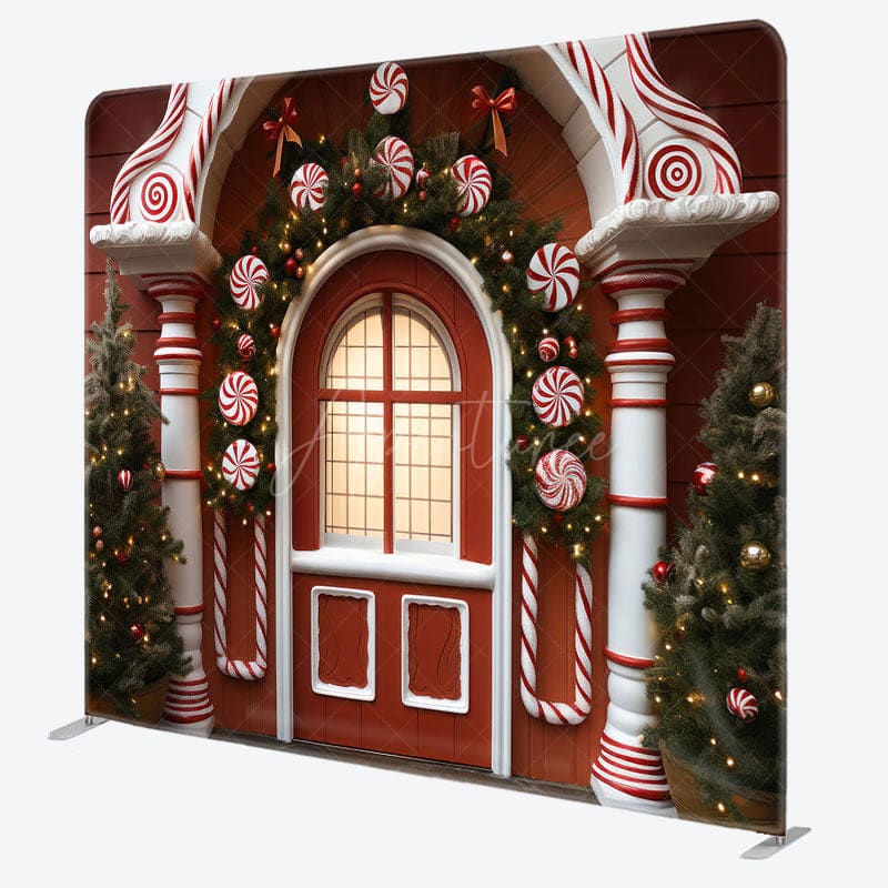 Aperturee - Aperturee Red House Christmas Party Square Tension Backdrop
