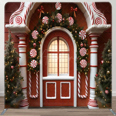 Aperturee - Aperturee Red House Christmas Party Square Tension Backdrop