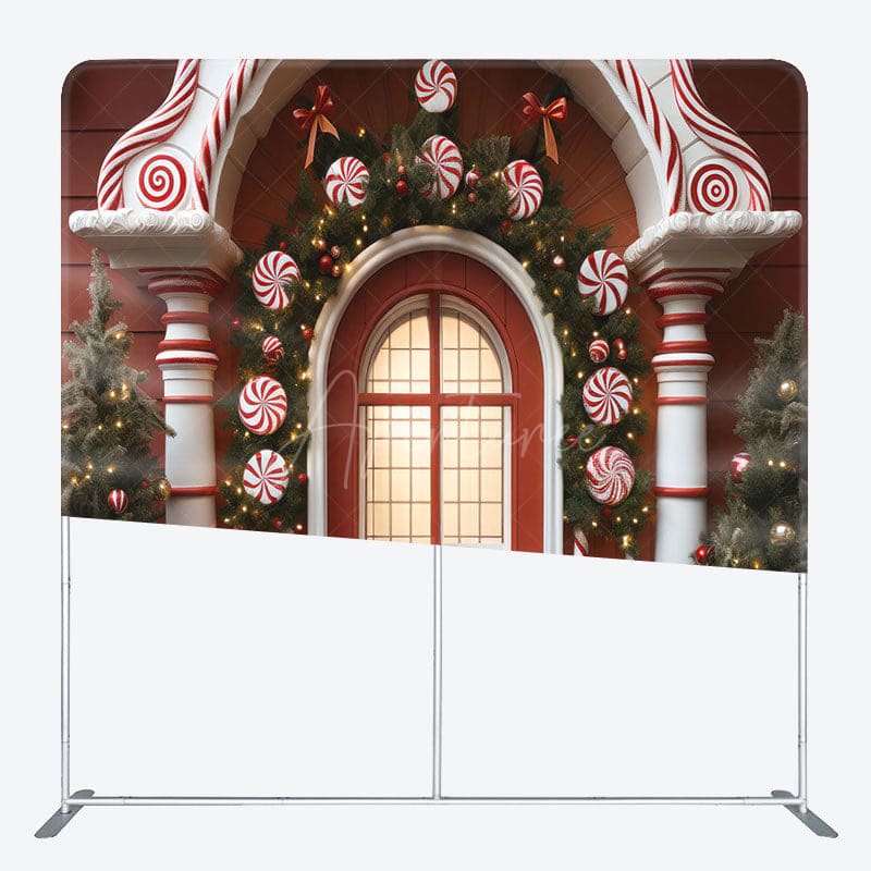 Aperturee - Aperturee Red House Christmas Party Square Tension Backdrop
