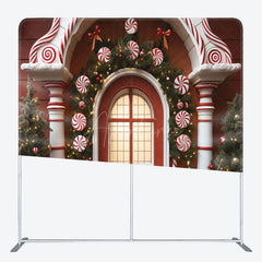 Aperturee - Aperturee Red House Christmas Party Square Tension Backdrop