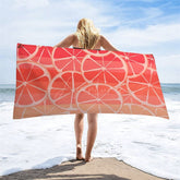 Aperturee - Aperturee Red Lemon Slices Fruit Summer Custom Name Beach Towel