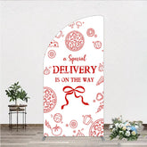 Aperturee - Aperturee Red Line Art Pizza and Ingredients Special Delivery Half Moon Arch Backdrop Baby Shower Birthday Party Decor