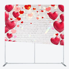 Aperturee - Aperturee Red Love And White Wall Fabric Backdrop Cover for Wedding