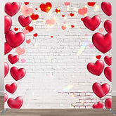Aperturee - Aperturee Red Love And White Wall Fabric Backdrop Cover for Wedding