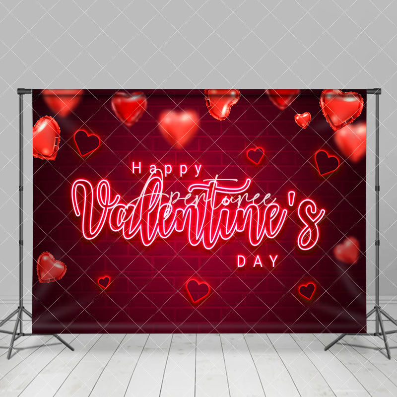 Aperturee - Aperturee Red Love Balloon Bricks Wall Valentines Day Backdrop