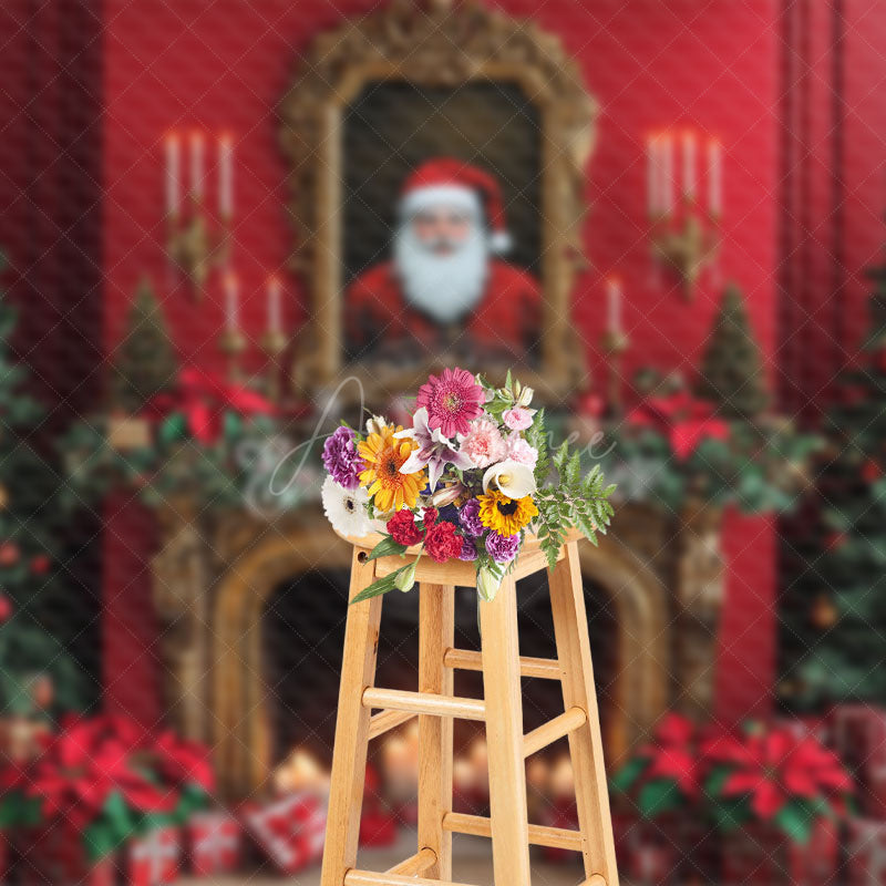 Aperturee - Aperturee Red Luxury Photo Frame Festive Christmas Backdrop