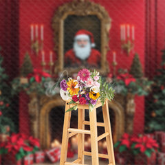 Aperturee - Aperturee Red Luxury Photo Frame Festive Christmas Backdrop