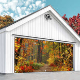 Aperturee - Aperturee Red Maple Forest Trod Autumn Garage Door Banner