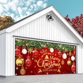 Aperturee - Aperturee Red Merry Christmas Happy New Year Garage Door Banner