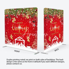 Aperturee - Aperturee Red Nativity Merry Christmas Happy New Year Backdrop