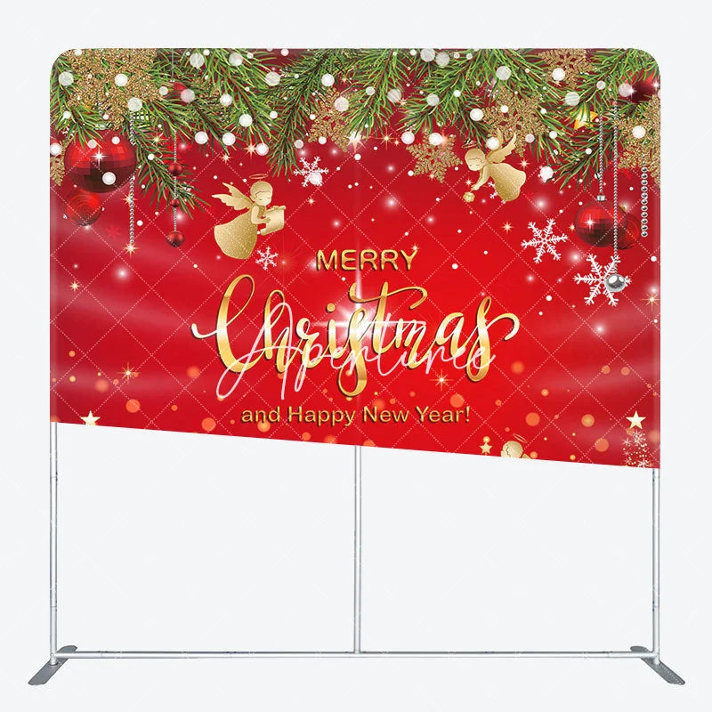 Aperturee - Aperturee Red Nativity Merry Christmas Happy New Year Backdrop