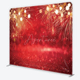 Aperturee - Aperturee Red New Year Tension Fabric Backdrop Golden Festive Sparks Bokeh Background Celebration Party Photography Decoration