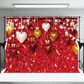 Aperturee - Aperturee Red Petal Colorful Heart Ornaments Hanging Backdrop