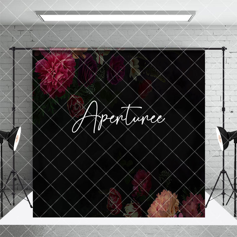 Aperturee - Aperturee Red Pink Floral Wood Floor Fine Art Room Set Backdrop