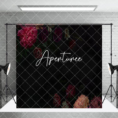 Aperturee - Aperturee Red Pink Floral Wood Floor Fine Art Room Set Backdrop