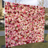 Aperturee - Aperturee Red Pink Flower Square Wall Party Backdrop Decor