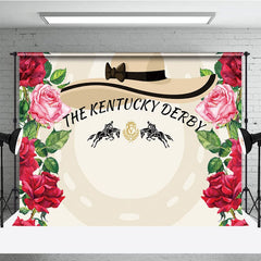 Aperturee - Aperturee Red Pink Rose Lady Hat Happy Kentucky Derby Backdrop
