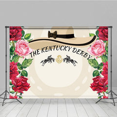 Aperturee - Aperturee Red Pink Rose Lady Hat Happy Kentucky Derby Backdrop
