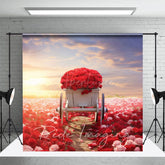 Aperturee - Aperturee Red Pink Rose Sea Cart Romantic Wedding Backdrop