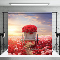 Aperturee - Aperturee Red Pink Rose Sea Cart Romantic Wedding Backdrop