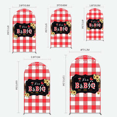 Aperturee Aperturee Red Plaid Babyq Summer Baby Shower Arch Backdrop
