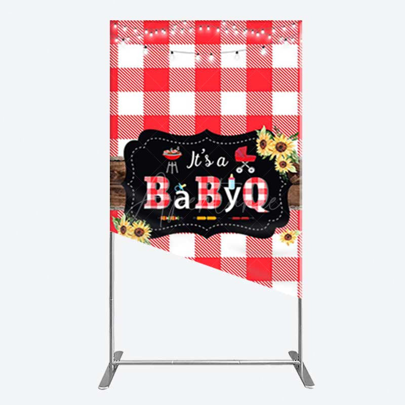 Aperturee Aperturee Red Plaid Babyq Summer Baby Shower Rectangle Backdrop