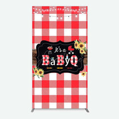 Aperturee Aperturee Red Plaid Babyq Summer Baby Shower Rectangle Backdrop