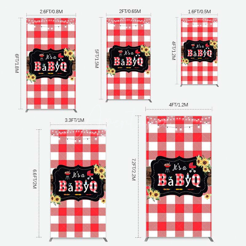 Aperturee Aperturee Red Plaid Babyq Summer Baby Shower Rectangle Backdrop