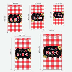 Aperturee Aperturee Red Plaid Babyq Summer Baby Shower Rectangle Backdrop