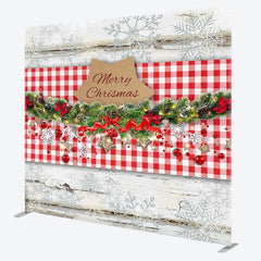 Aperturee - Aperturee Red Plaid Jingle Bells Christmas Pillow Case Backdrop