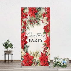 Aperturee - Aperturee Red Poinsettia Leaves Christmas Party Arch Backdrop