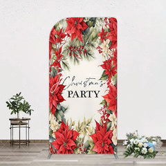 Aperturee - Aperturee Red Poinsettia Leaves Christmas Party Arch Backdrop