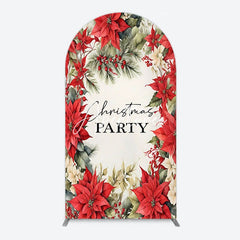 Aperturee - Aperturee Red Poinsettia Leaves Christmas Party Arch Backdrop