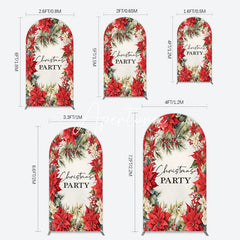 Aperturee - Aperturee Red Poinsettia Leaves Christmas Party Arch Backdrop