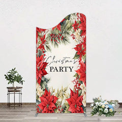Aperturee - Aperturee Red Poinsettia Leaves Christmas Party Arch Backdrop