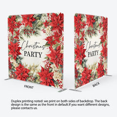 Aperturee - Aperturee Red Poinsettia Plant Christmas Pillow Case Backdrop