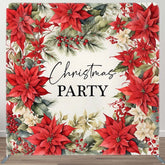 Aperturee - Aperturee Red Poinsettia Plant Christmas Pillow Case Backdrop