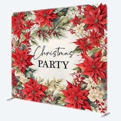 Aperturee - Aperturee Red Poinsettia Plant Christmas Pillow Case Backdrop