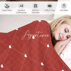 Aperturee - Aperturee Red Rhombus Christmas Custom Name Photo Blanket